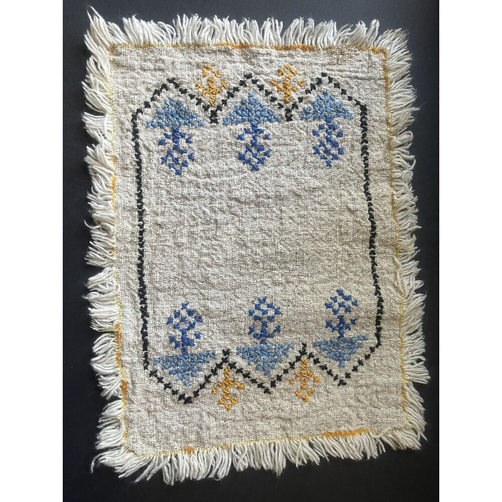 Vintage Handknotted Handwoven Textile Placemat Tribal Handcrafted Artisan